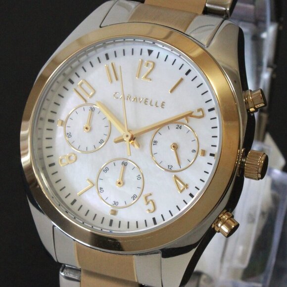 Caravelle Ladies Sports Watch By Bulova Chronograph Mother Of Pearl Dial 36mm - Picture 10 of 13